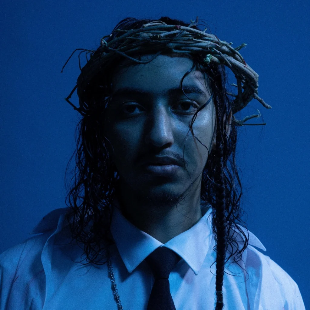 Moroccan Rapper Aymane Haqqi close up photo for new EP, 2025