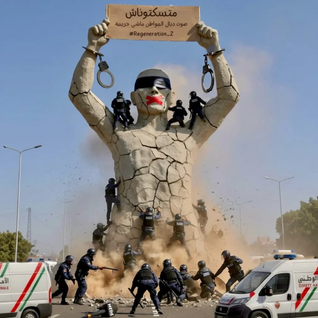 Image from the GenZ212 Protests in Morocco Design and Cover