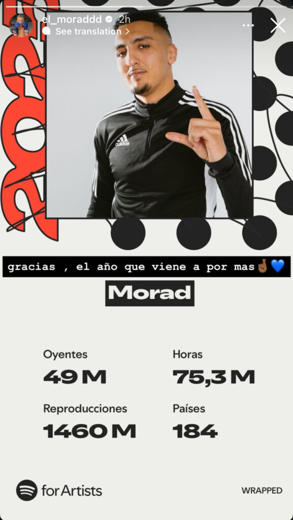 Spanish-Moroccan rapper Morad - Seventh Most streamed artist in Morocco
