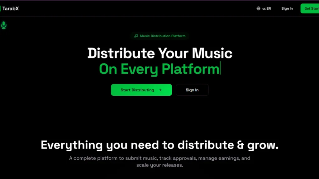 Distribution platform TarabX website interface
